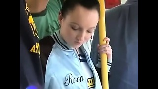 Jenny Anderson massaged on bus by 2 men and gets creampied in both fuck holes